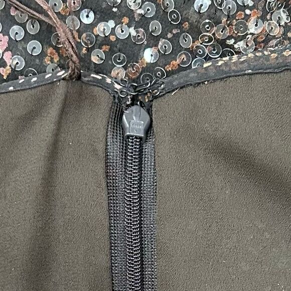 Vtg Worth Evening Midi Skirt Size 6 Brown Sequin 100% silk Asymmetrical Layered - Picture 13 of 16